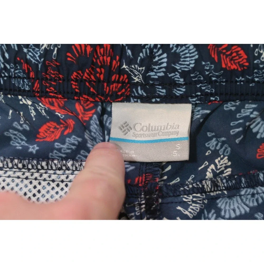 Columbia‎ PFG Fishing Shorts Mens Small Navy Floral Swim Trunks Excellent